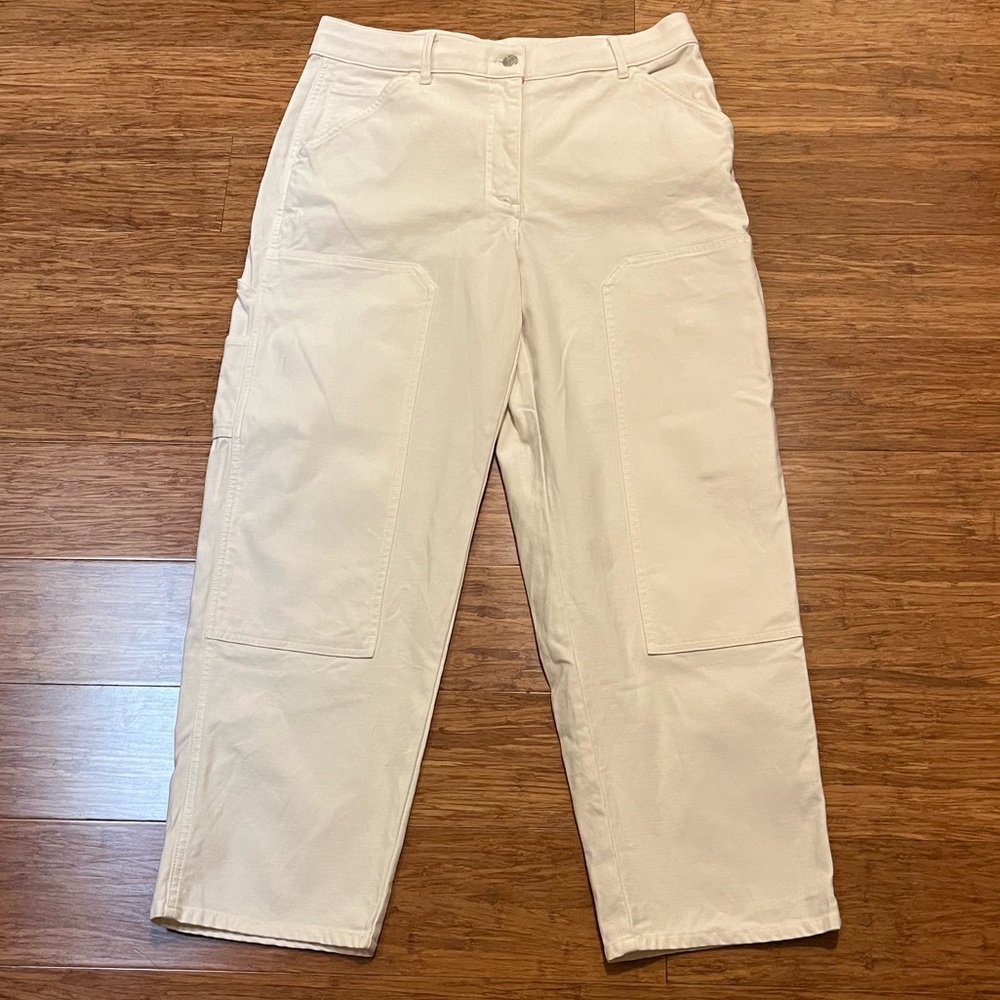 Aritzia Wilfred Free White Cargo Carpenter Loose Fit Pants. Size Women's 12